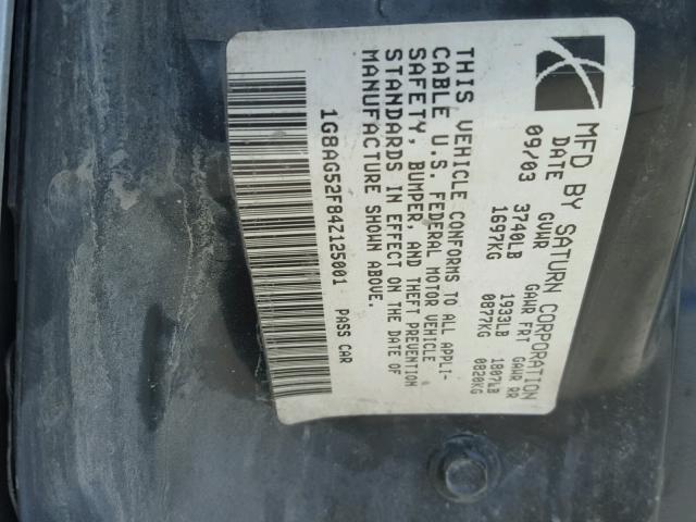 1G8AG52F84Z125001 - 2004 SATURN ION LEVEL GRAY photo 10