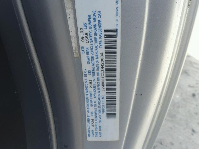 3VWDD21C13M420004 - 2003 VOLKSWAGEN NEW BEETLE 灰色 照片 10