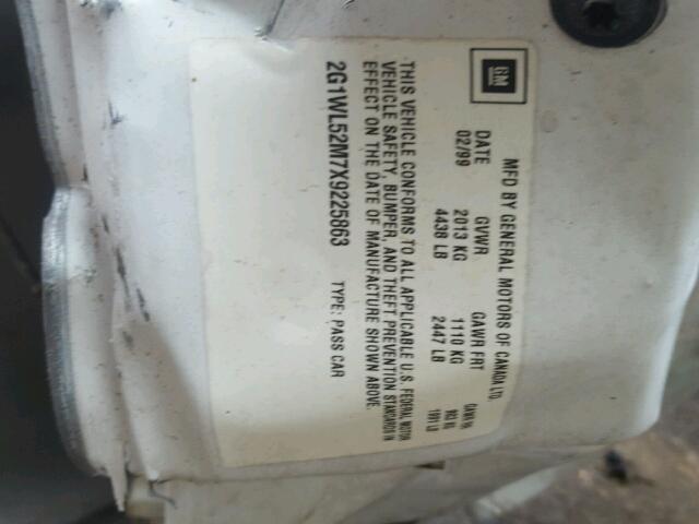 2G1WL52M7X9225863 - 1999 CHEVROLET LUMINA BAS თეთრი ფოტო 10