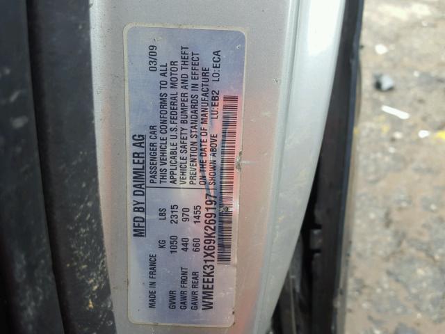 WMEEK31X69K269197 - 2009 SMART FORTWO PAS 银色 照片 10