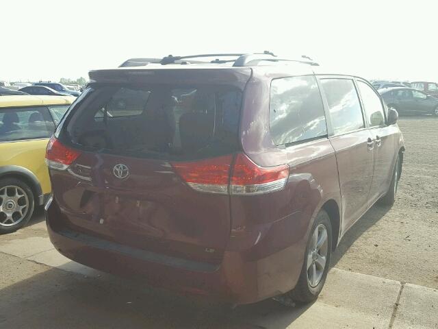 5TDKK3DC2ES478773 - 2014 TOYOTA SIENNA RED photo 4