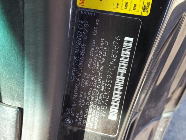 WBAEK13597CN82876 - 2007 BMW 650 I BLACK photo 10