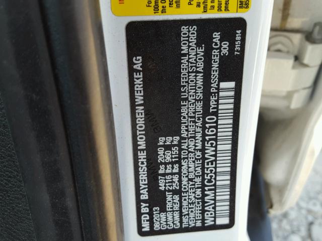 WBAVM1C55EVW51610 - 2014 BMW X1 SDRIVE2 Ақ фото 10