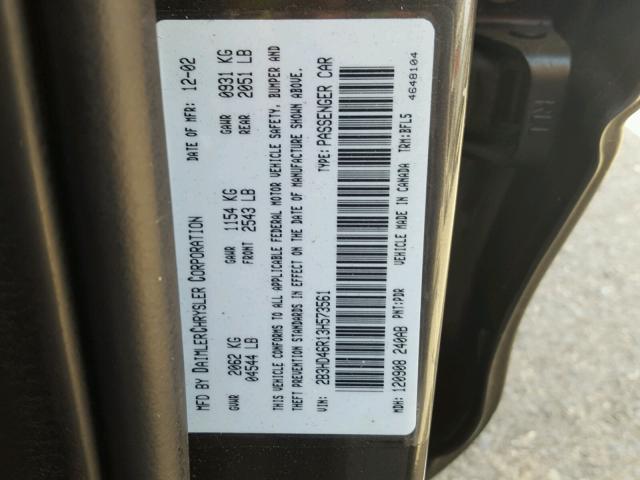 2B3HD46R13H573561 - 2003 DODGE INTREPID S Boz foto 10