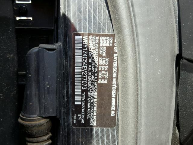 WBY1Z4C54EV277073 - 2014 BMW I3 REX ნაცრისფერი ფოტო 10