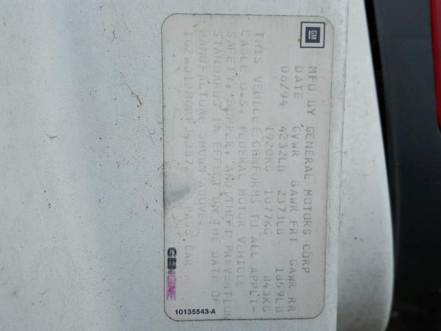 1G2WJ12M0RF343872 - 1994 PONTIAC GRAND PRIX Ağ foto 10