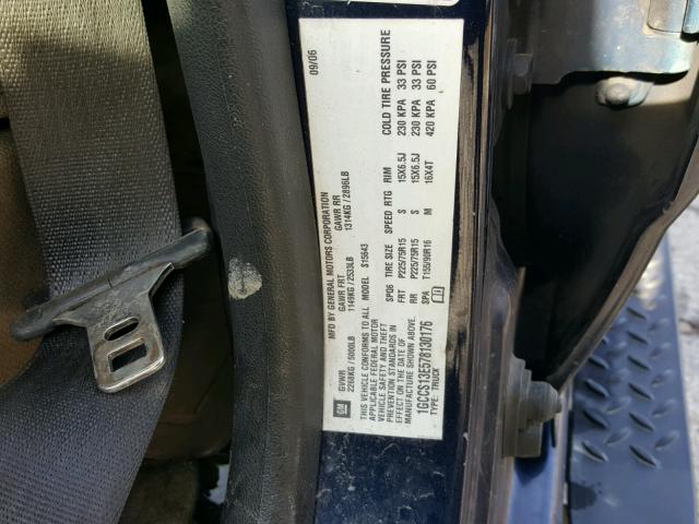 1GCCS13E578130176 - 2007 CHEVROLET COLORADO BLUE photo 10