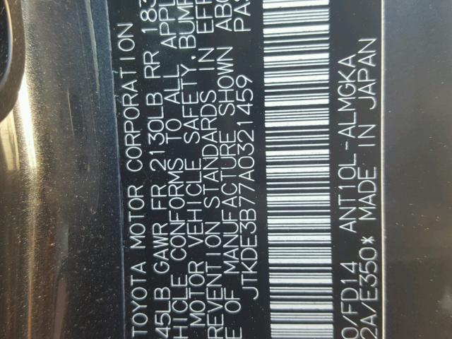 JTKDE3B77A0321459 - 2010 TOYOTA SCION TC 灰色 照片 10