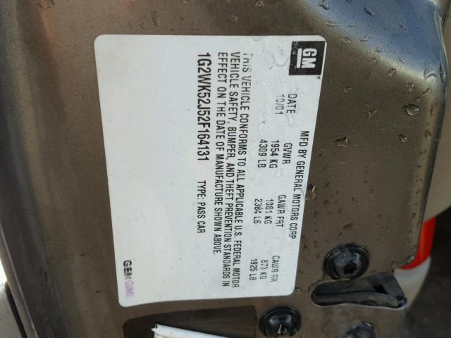 1G2WK52J52F164131 - 2002 PONTIAC GRAND PRIX Qəhvəyi foto 10