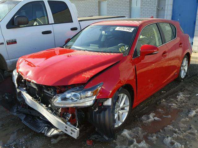 JTHKD5BH1E2206497 - 2014 LEXUS CT 200 RED photo 2