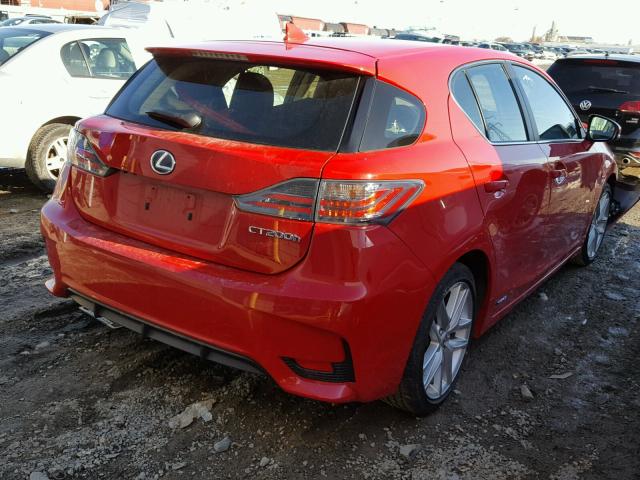 JTHKD5BH1E2206497 - 2014 LEXUS CT 200 RED photo 4