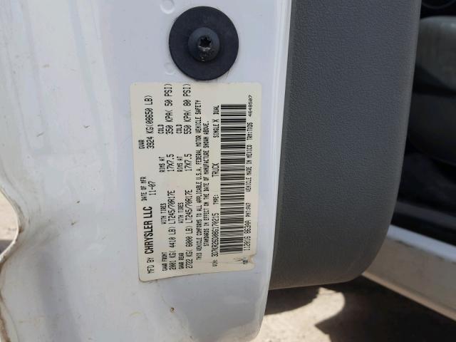 3D7KR26D08G170215 - 2008 DODGE RAM 2500 S WHITE photo 10