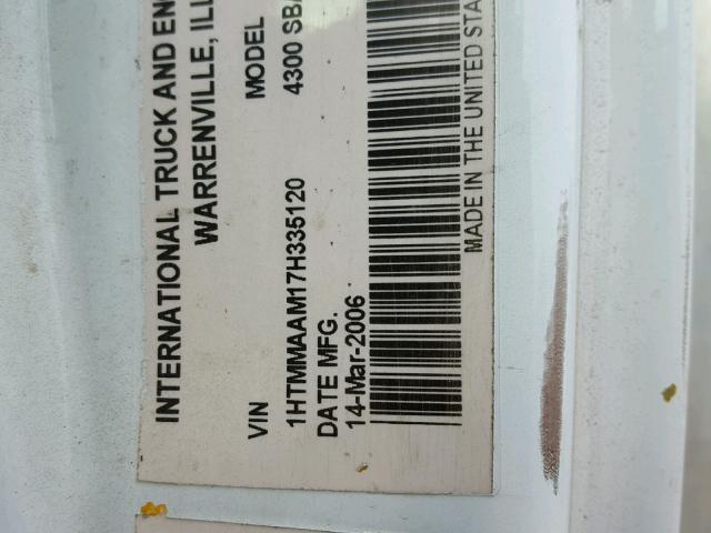 1HTMMAAM17H335120 - 2007 INTERNATIONAL 4000 4300 WHITE photo 10