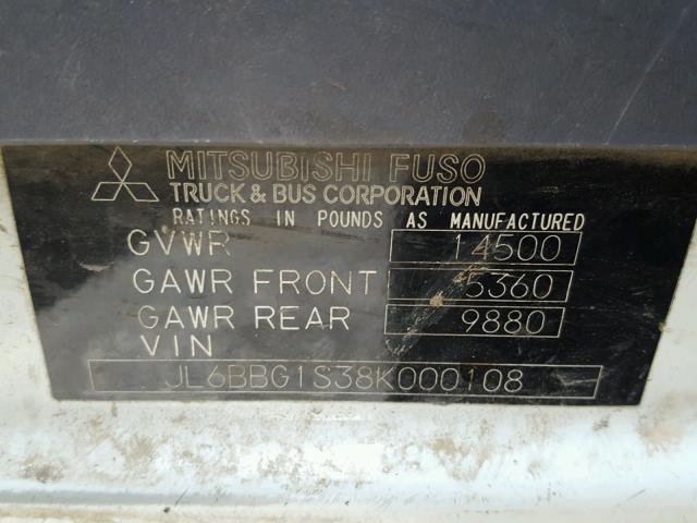 JL6BBG1S38K000108 - 2008 MITSUBISHI FUSO TRUCK OF FE 84D WHITE photo 10