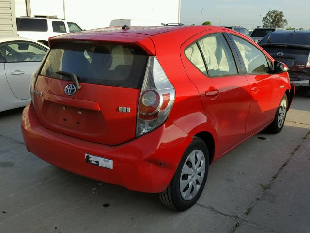 JTDKDTB37D1049864 - 2013 TOYOTA PRIUS C RED photo 4