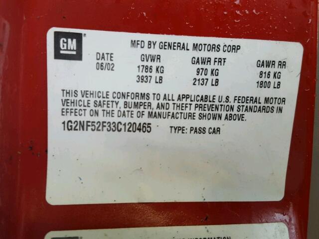 1G2NF52F33C120465 - 2003 PONTIAC GRAND AM S Qırmızı foto 10