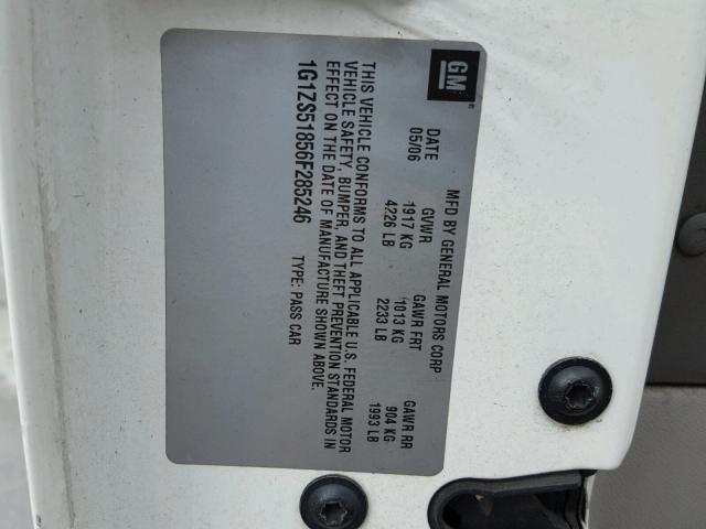 1G1ZS51856F285246 - 2006 CHEVROLET MALIBU LS 白色 照片 10