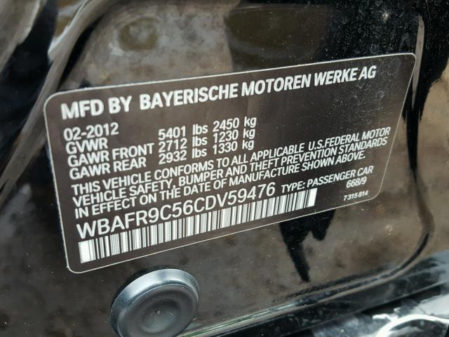 WBAFR9C56CDV59476 - 2012 BMW 550 I BLACK photo 10