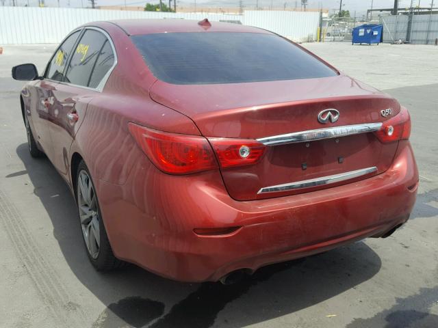 JN1AV7APXEM690952 - 2014 INFINITI Q50 HYBRID RED photo 3