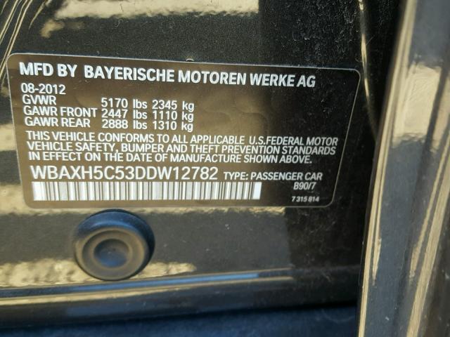 WBAXH5C53DDW12782 - 2013 BMW 528 XI BLACK photo 10