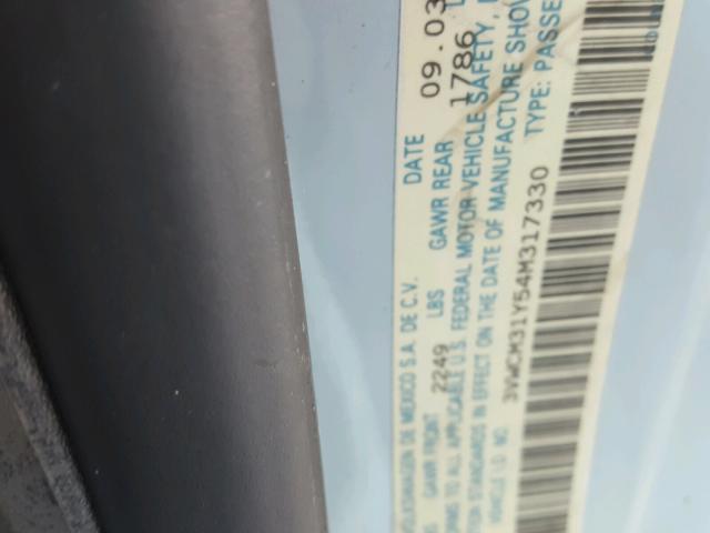 3VWCM31Y54M317330 - 2004 VOLKSWAGEN NEW BEETLE Mavi foto 10