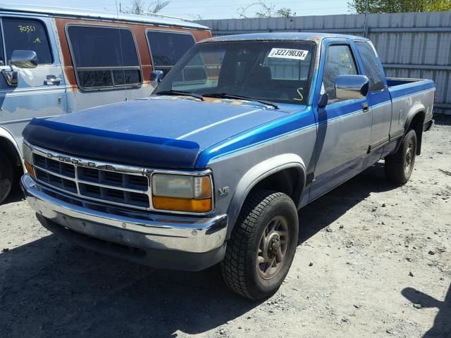 1B7GG23Y2PS287251 - 1993 DODGE DAKOTA BLUE photo 2