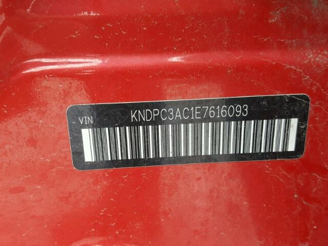 KNDPC3AC1E7616093 - 2014 KIA SPORTAGE E RED photo 10