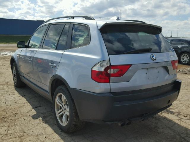 WBXPA93484WC33213 - 2004 BMW X3 3.0I BLUE photo 3