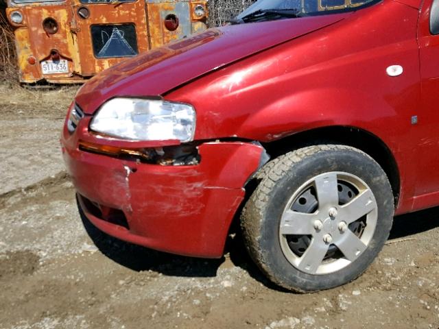 KL1TD66658B242211 - 2008 CHEVROLET AVEO BASE Czerwony zdjęcie 9