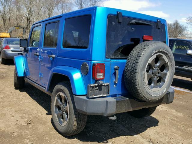 1C4HJWEG5EL224914 - 2014 JEEP WRANGLER U BLUE photo 3