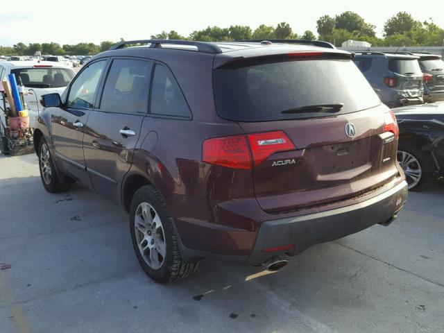 2HNYD28208H523044 - 2008 ACURA MDX BURGUNDY photo 3