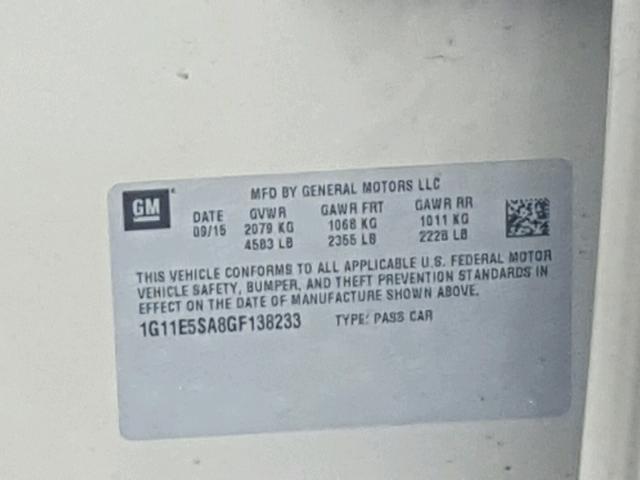 1G11E5SA8GF138233 - 2016 CHEVROLET MALIBU LIM 金色 照片 10
