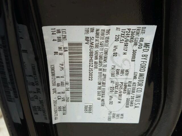 5LMEU88H03ZJ53022 - 2003 LINCOLN AVIATOR BLACK photo 10