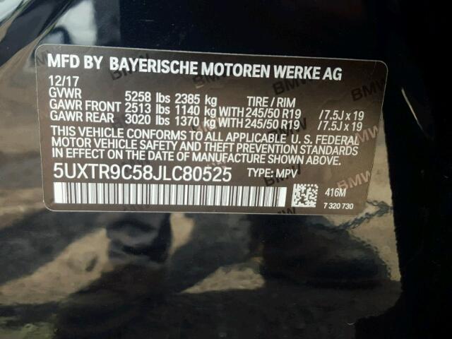 5UXTR9C58JLC80525 - 2018 BMW X3 XDRIVEM BLACK photo 10
