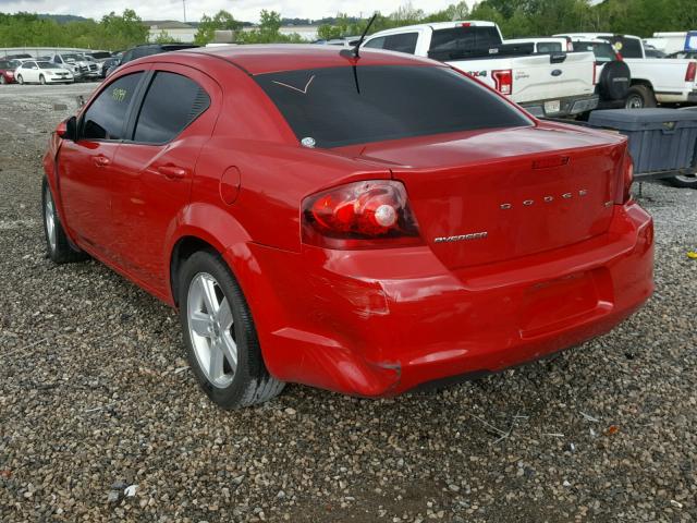 1C3CDZCB1DN661195 - 2013 DODGE AVENGER SX RED photo 3