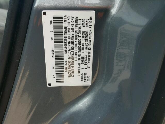 5FNRL186X2B041849 - 2002 HONDA ODYSSEY EX GRAY photo 10