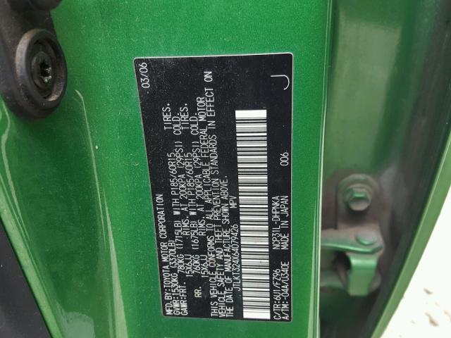 JTLKT324X64079426 - 2006 TOYOTA SCION XB Жасыл фото 10