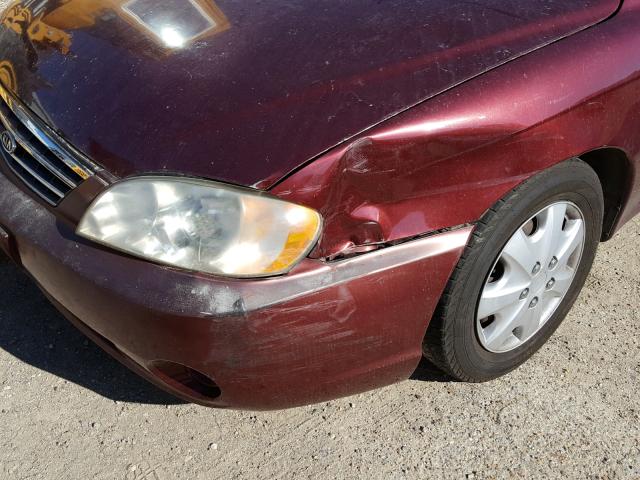 KNAFB121335227526 - 2003 KIA SPECTRA BA BURGUNDY photo 9