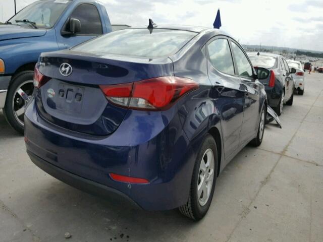 5NPDH4AE6EH491731 - 2014 HYUNDAI ELANTRA BLUE photo 4