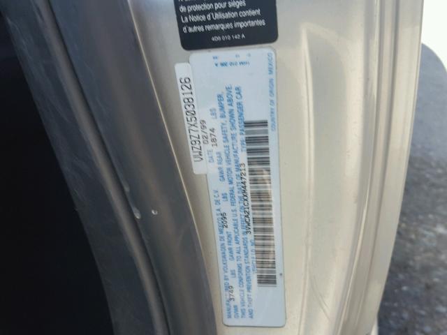 3VWCA21CXXM447213 - 1999 VOLKSWAGEN NEW BEETLE 银色 照片 10