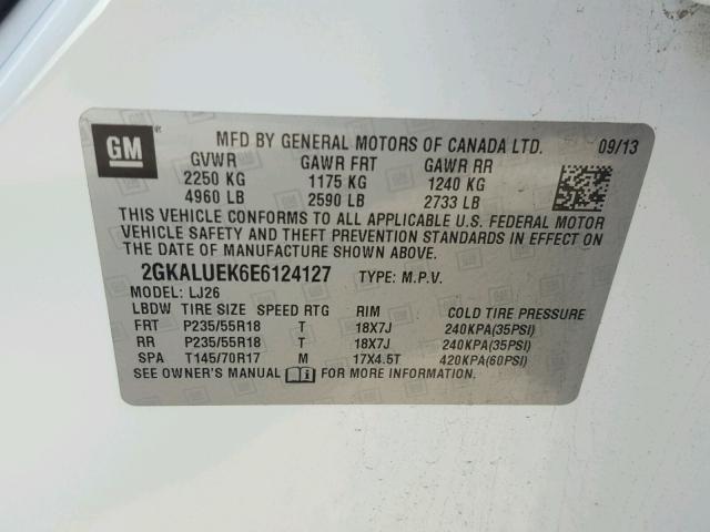 2GKALUEK6E6124127 - 2014 GMC TERRAIN DE WHITE photo 10