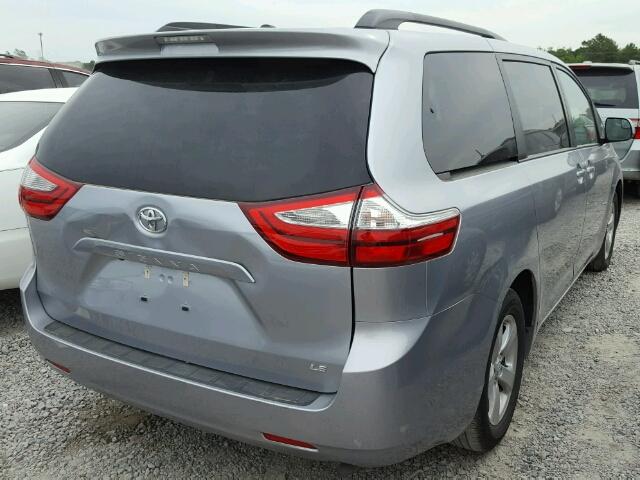 5TDKZ3DC7HS802316 - 2017 TOYOTA SIENNA LE SILVER photo 4