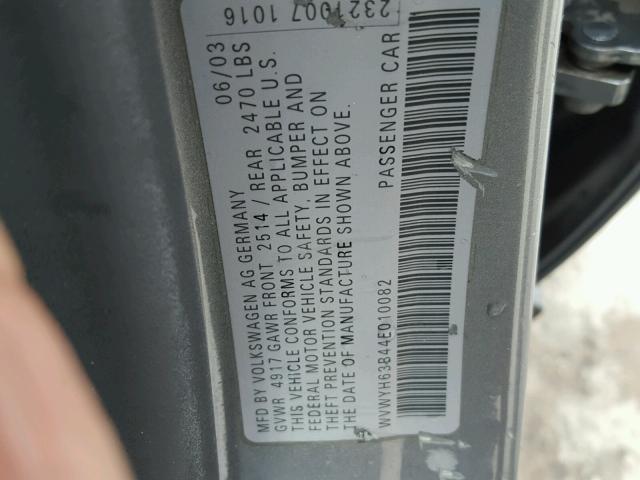 WVWYH63B44E010082 - 2004 VOLKSWAGEN PASSAT GLX 灰色 照片 10