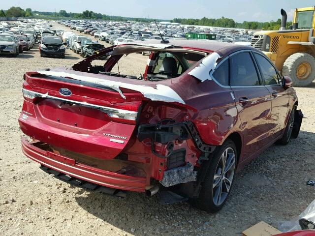 3FA6P0K98HR176183 - 2017 FORD FUSION TIT RED photo 4