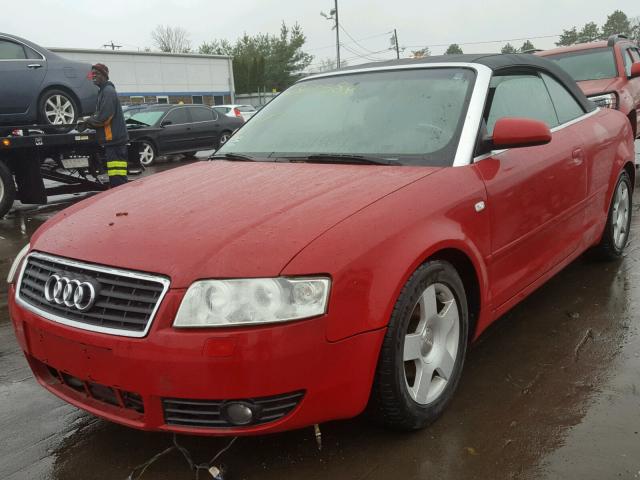 WAUAC48H43K018603 - 2003 AUDI A4 1.8 CAB RED photo 2