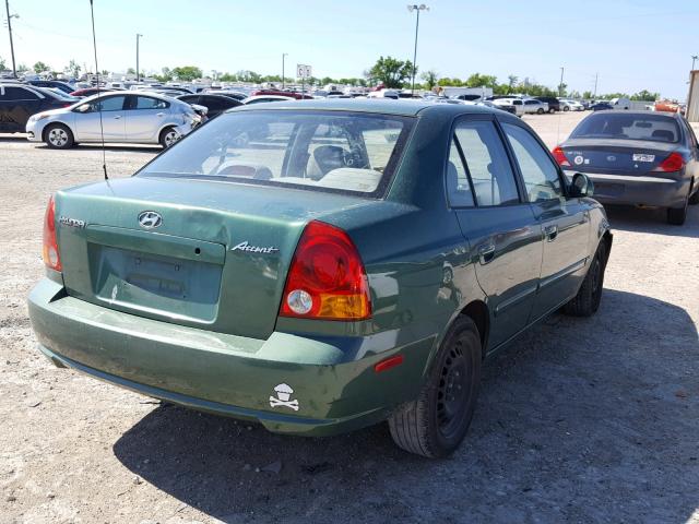 KMHCG45C45U672352 - 2005 HYUNDAI ACCENT GL GREEN photo 4