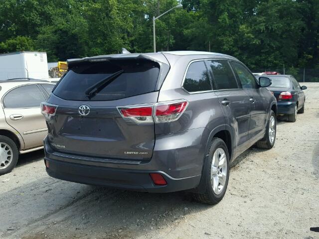 5TDDKRFHXGS231198 - 2016 TOYOTA HIGHLANDER GRAY photo 4