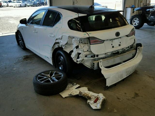 JTHKD5BH6E2209430 - 2014 LEXUS CT 200 WHITE photo 3