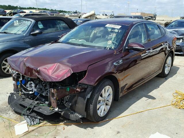 5XXGU4L32GG101226 - 2016 KIA OPTIMA EX BURGUNDY photo 2