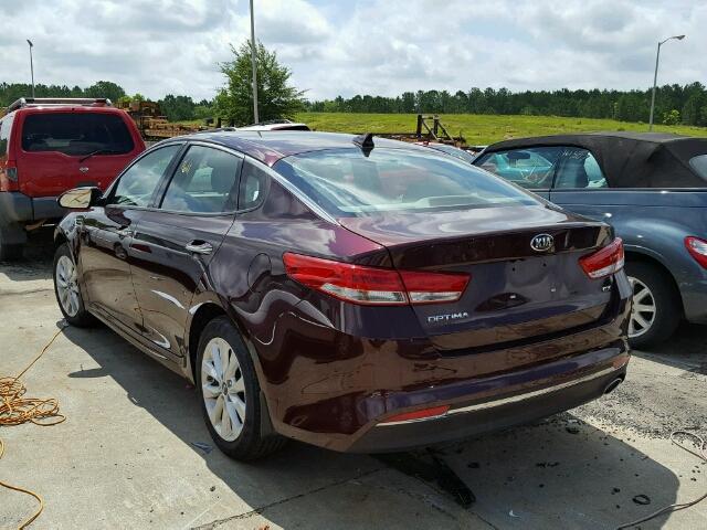 5XXGU4L32GG101226 - 2016 KIA OPTIMA EX BURGUNDY photo 3